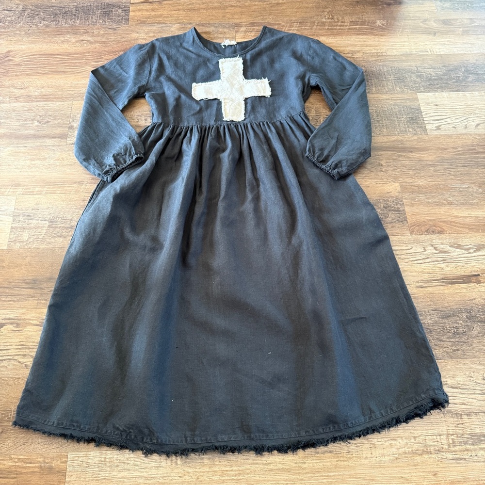 The Shanty Corporation goth black linen dress with cross